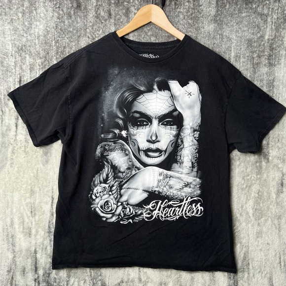 Fifth Sun Other - Vintage Y2K FifthSun Skull Tattoo Shirt Mens XL Black Art Heartless Graphic Tee